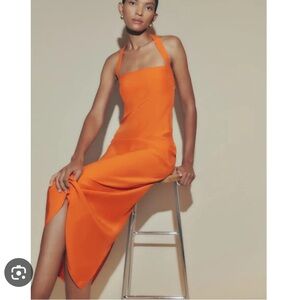 Reformation Alli Halter Dress in Citrus
